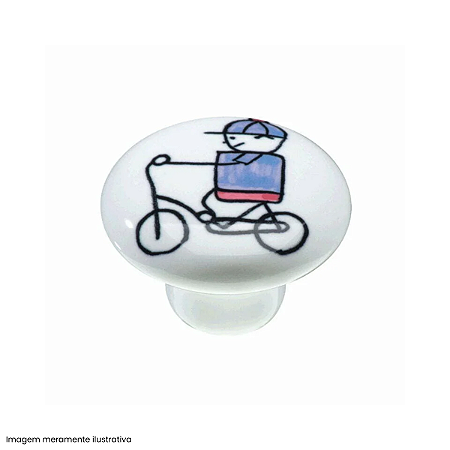 Puxador Infantil IL A053 Temático Menino de Bicicleta