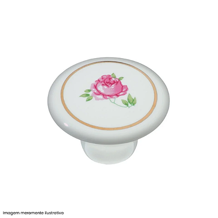 Puxador IL A069 Filete Dourado com Estampa Rosa