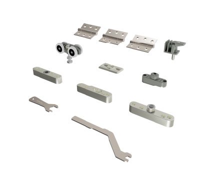 Kit Articolato Plus Pivô 2 Folhas (Fixação Canto/Centro) Dobradiça Inox Padrão