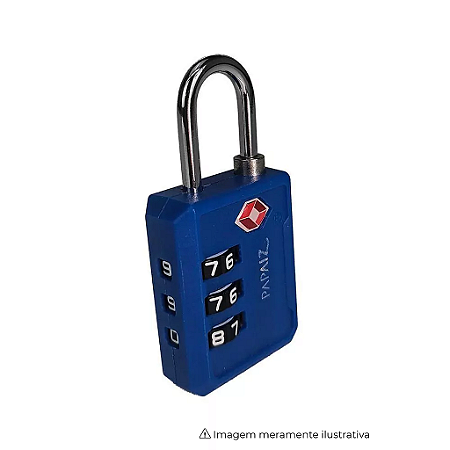 Cadeado Papaiz TSA 30PL Azul com Segredo Numérico para Viagens