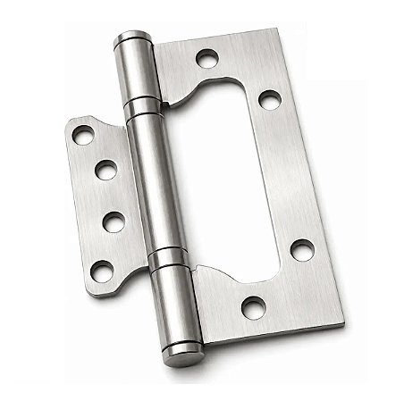 Dobradiça De Sobrepor AMS 4x3 Com Rolamento Aço Inox Escovado