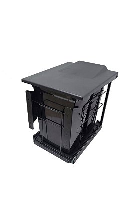 Lixeira Elite 2x15 Litros Com Tampa Fixa Preto Fosco