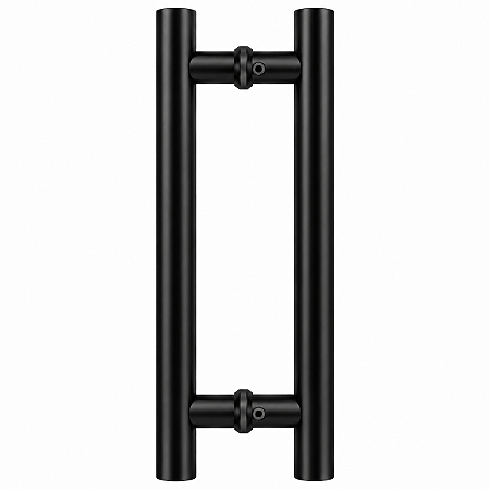 Puxador Duplo Tubular Para Porta 400mm Inox Preto Fosco AMS