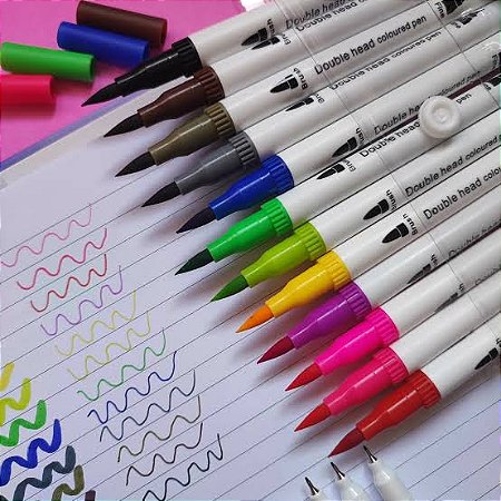 Brush Pen e Fine Line, 12 cores - Importada