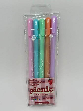 Caneta Esferografica Colorida - Picnic, 0.7mm - Leoart