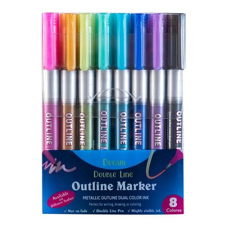 Caneta Outline Maker Mettalic, Dual Color - Bestdi