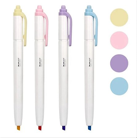 Marca Texto Retrátil, (tons pasteis) - BRW