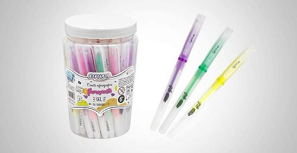 Caneta Esferografica Gel Fluorescente, 1.0 mm - BRW