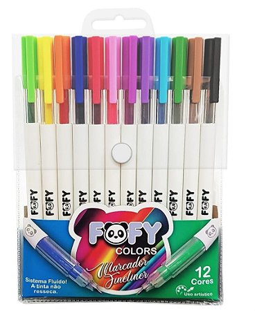 Marcador fineliner 12 cores
