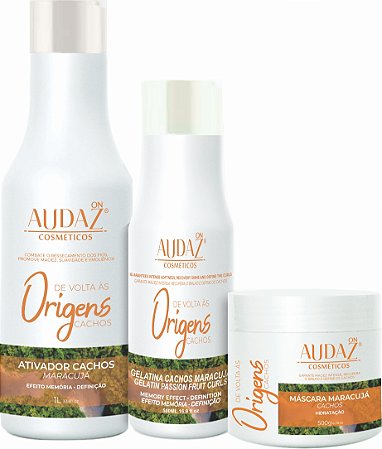 Kit Origens Maracujá Gelatina 500ml + Máscara 500g e Ativador 1 Litro.