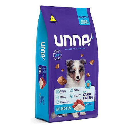 Ração Cães Filhotes Unna Carne e Arroz