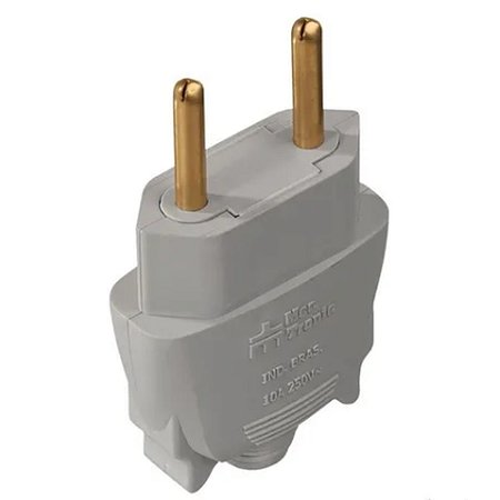 Plugue 180° 10A Branco 250V