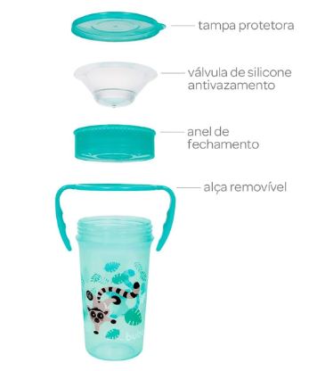 Copo de Treinamento Buba 360° com Alça Lemori com 300ml