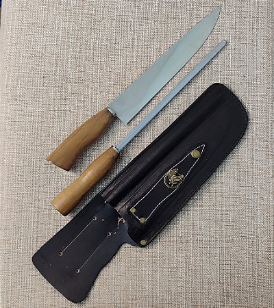 KIT FACA E CHAIRA AÇO INOX POLIDO 10 POLEGADAS CLASSICO