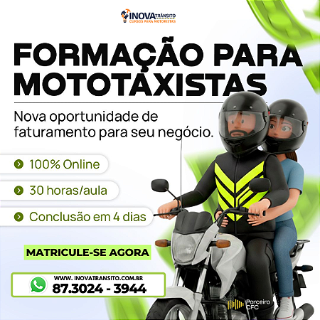 Curso Formação Mototaxista 100% Online