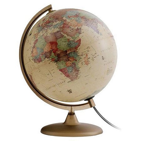 GLOBO 30CM GOLD EXECUTIVE ANTIGO PORTUGUS COM LUZ