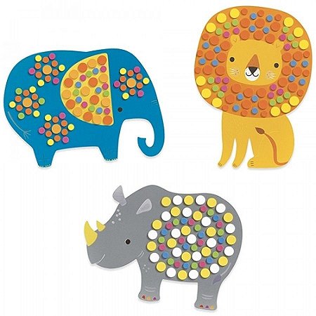 COLAGEM COM MOSAICOS ANIMAIS SELVAGENS