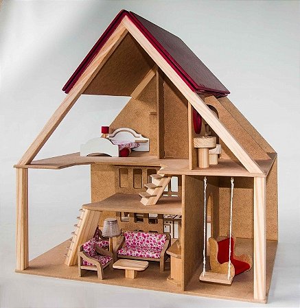 CASA DE BONECA CHALE COM MOVEIS