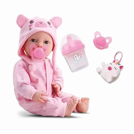 BONECA NEW BORN BRINCANDO DE PIJAMA MENINA