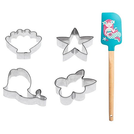 KIT ESPATULA C/4 MOLDES PARA COOKIES UNICORNIO 594