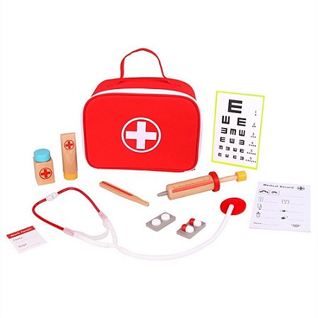BRINQUEDO CONJUNTO DE MEDICO DE MADEIRA