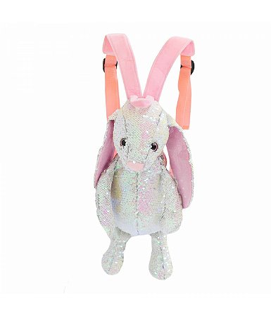 MOCHILA COELHO PASCOA LANTEJOLA ROSA