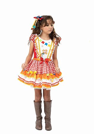 VESTIDO JUNINO XADREZ VERMELHO A22