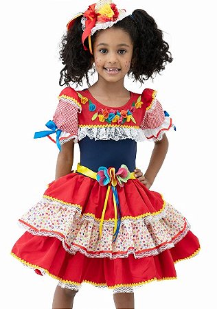 VESTIDO JUNINO COM BABADO VERMELHO