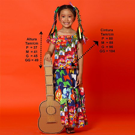 SAIA JUNINO LONGA BANDEIRA FLORAL A24