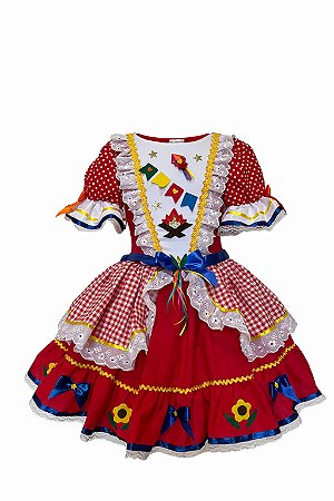 VESTIDO JUNINO XADREZ VERMELHO A24