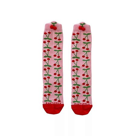 MEIA CEREJA COM POMPOM