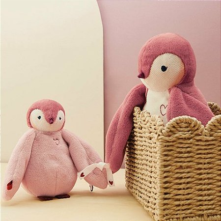PINGUIM DE TECIDO MAE E FILHO ROSA