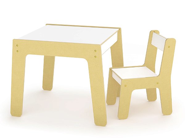 CONJUNTO MESA E CADEIRA BRANCAS INFANTIL MONTESSORI