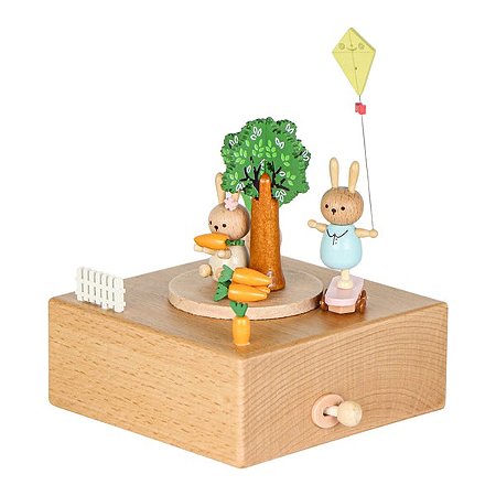 CAIXA DE MUSICA TALHADA COELHOS BRINCANDO