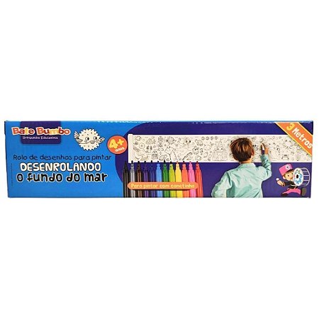 ROLO DE DESENHO PARA PINTAR DESENROLANDO FUNDO DO MAR