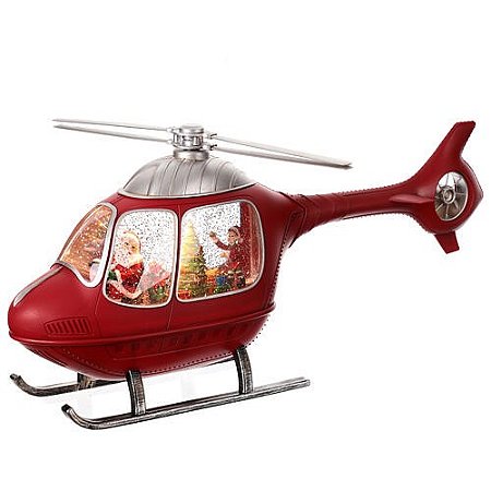 GLOBO DE NEVE HELICOPTERO USB C LED MUSICA NATAL