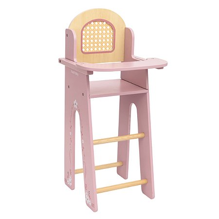 CADEIRA DE MADEIRA PARA BONECA ROSA
