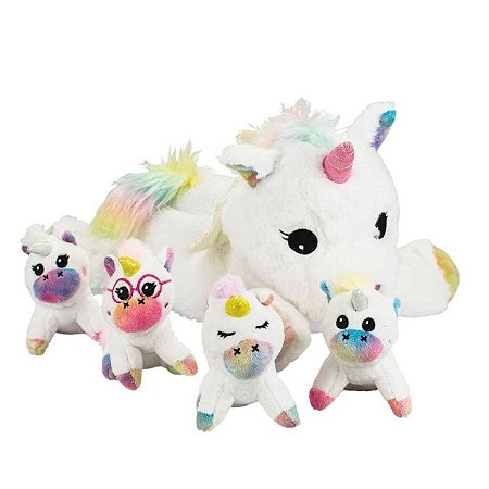 UNICORNIO DE TECIDO C FILHOTES 30CM