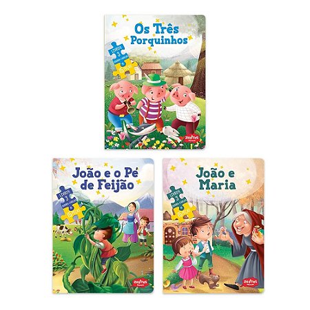 LIVRO COMBO CONTOS DE FADAS COM QUEBRACABECAS OS TRES PORQUINHOS