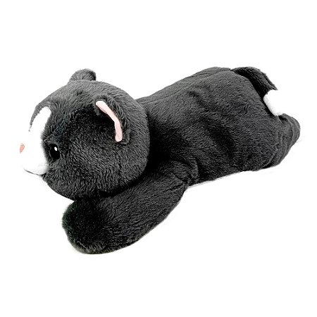BRINQUEDO GATO DE TECIDO DEITADO 50CM: PRETO