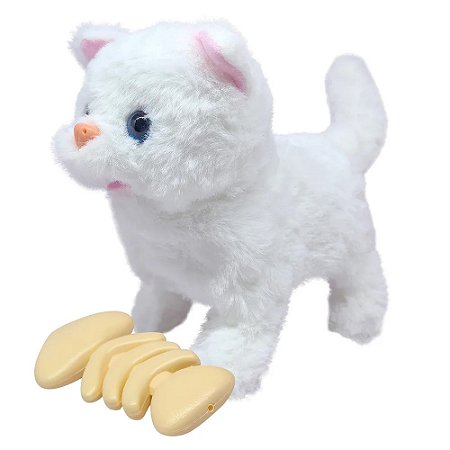 BRINQUEDO GATO DE TECIDO MECANIZADA TATI: BRANCO