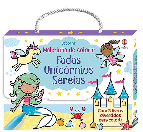 LIVRO FADAS E UNICORNIOS E SEREIAS MALETINHA DE COLORIR
