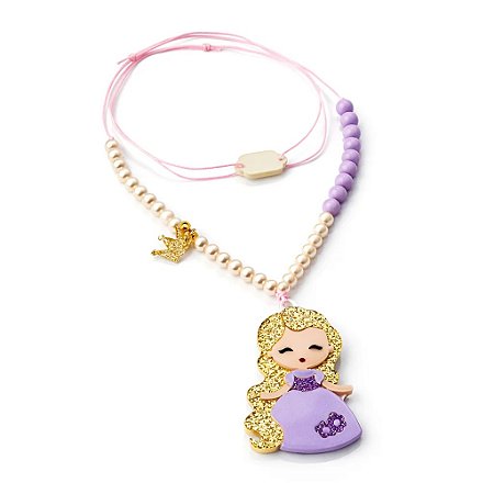 COLAR FASHION GIRL PRINCESA TRANCAS COM BOLINHAS
