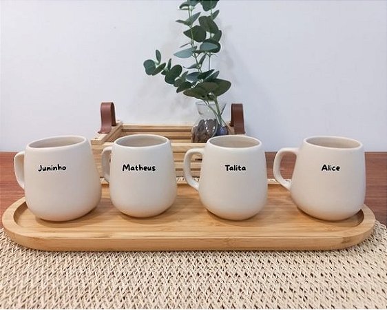 Conjunto Personalizado - Bandeja 44cm + 4 Canecas 260ml