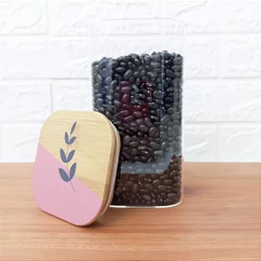 Porta Mantimento de Vidro Quadrado Rosa Antigo 1400 ml