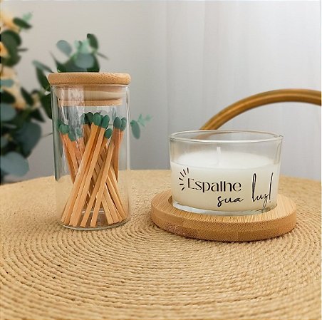 Vela Espalhe sua Luz Base Bambu com Acendedor