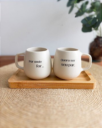 Duplinha de Caneca Com Bandeja Quero Ser Seu Par