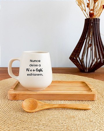 Conjunto Café com Afeto Tenha Fé - Caneca com Bandeja