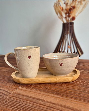 Conjunto Café Caneca Bandeja e Bowl - Paçoca
