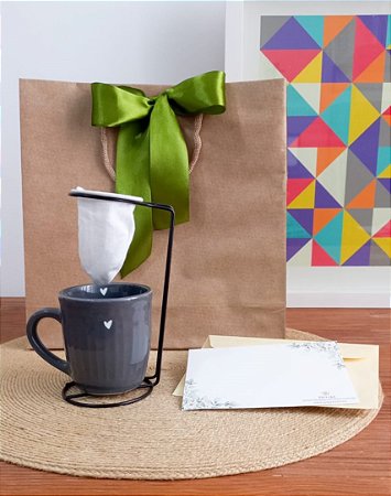 Conjunto Café Coado - Caneca e Coador de pano